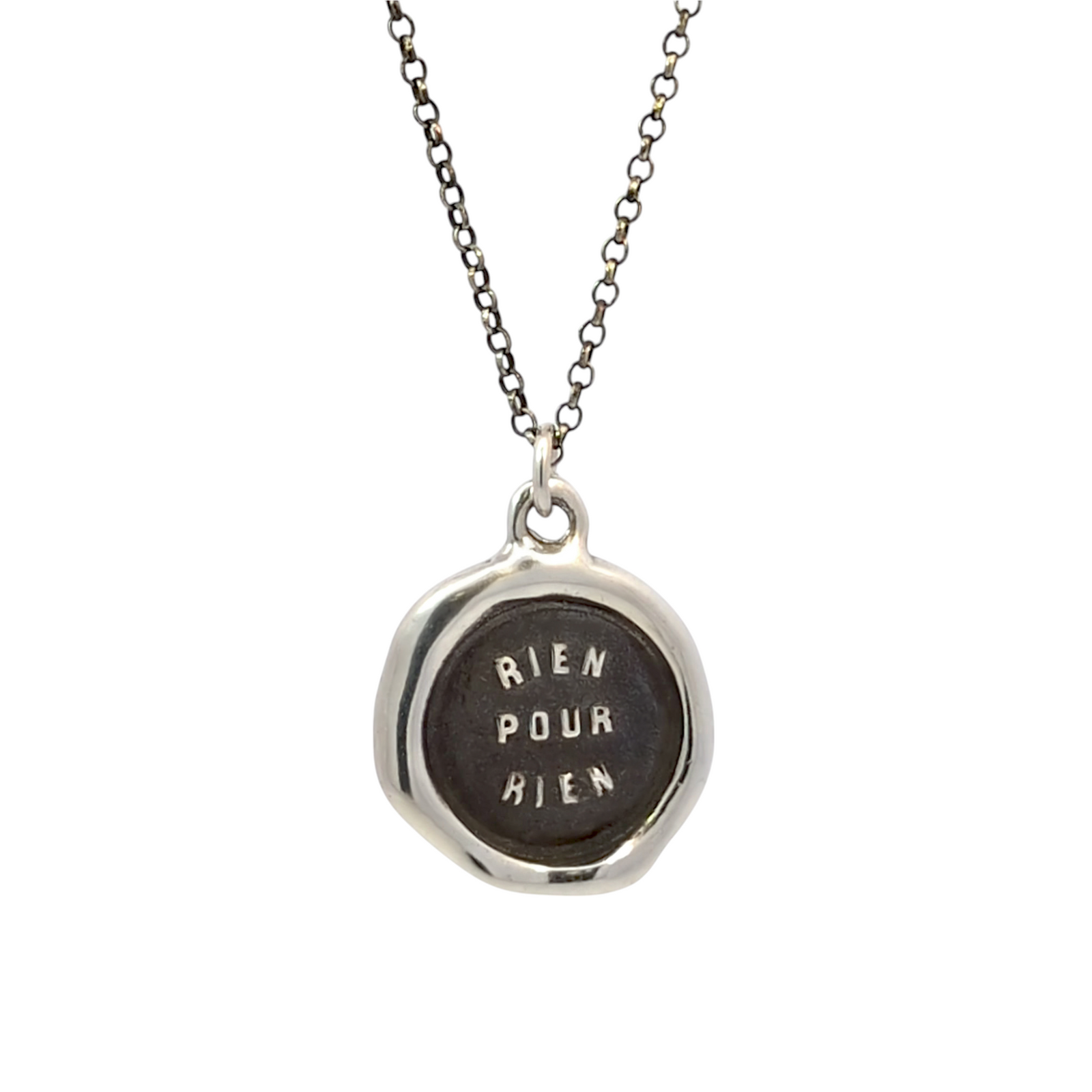 Nothing for Nothing - Silver Wax Seal Pendant