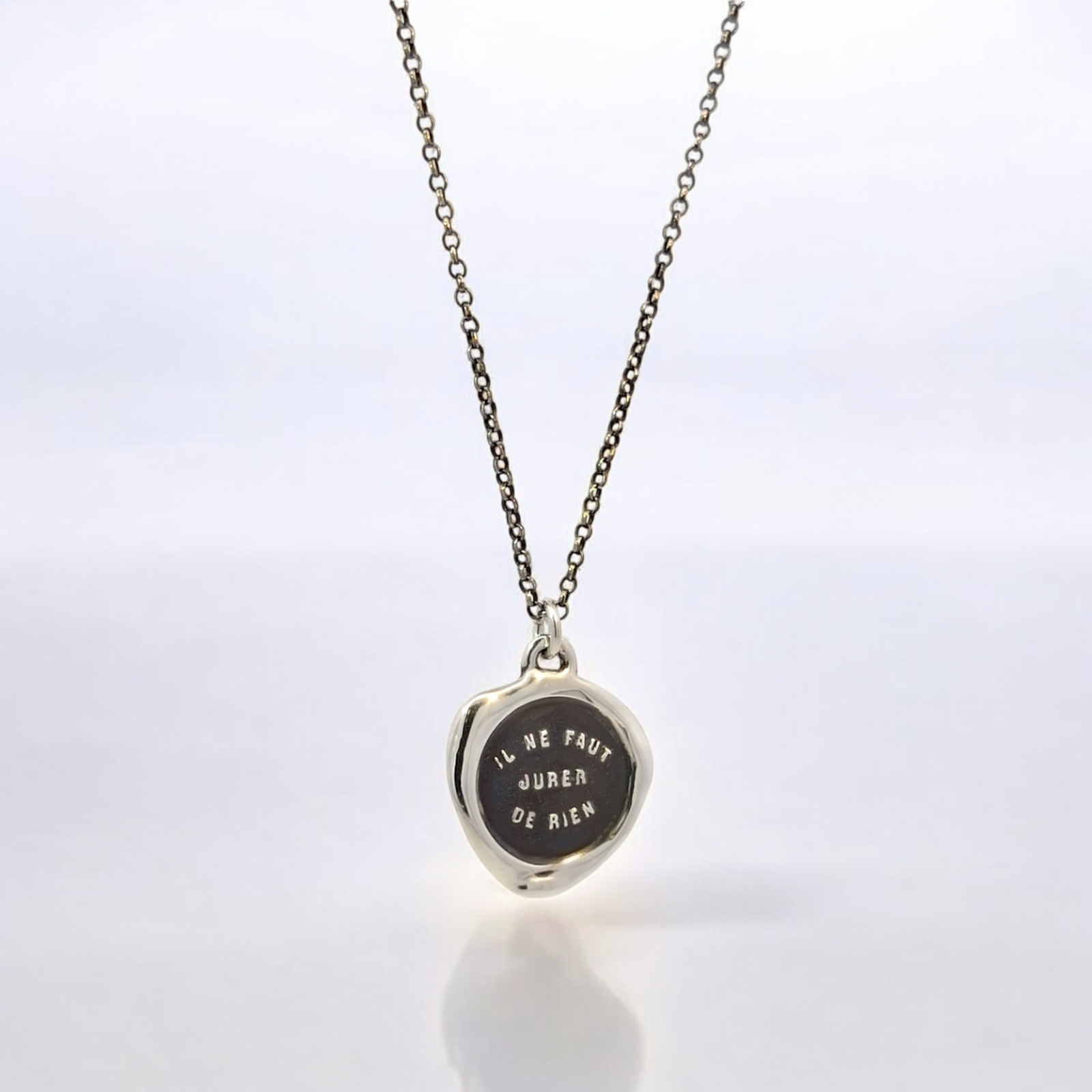 Never Say Never - Silver Wax Seal Pendant