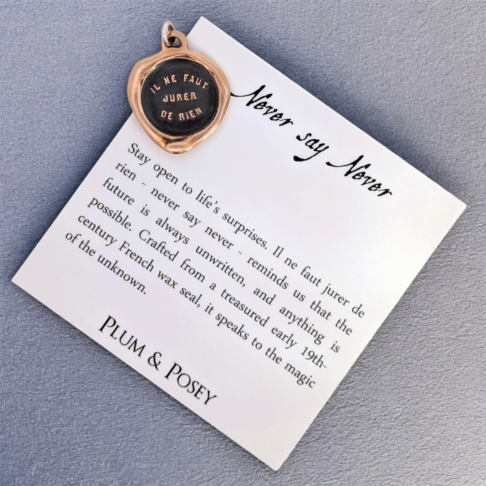 Never Say Never - Bronze Wax Seal Pendant