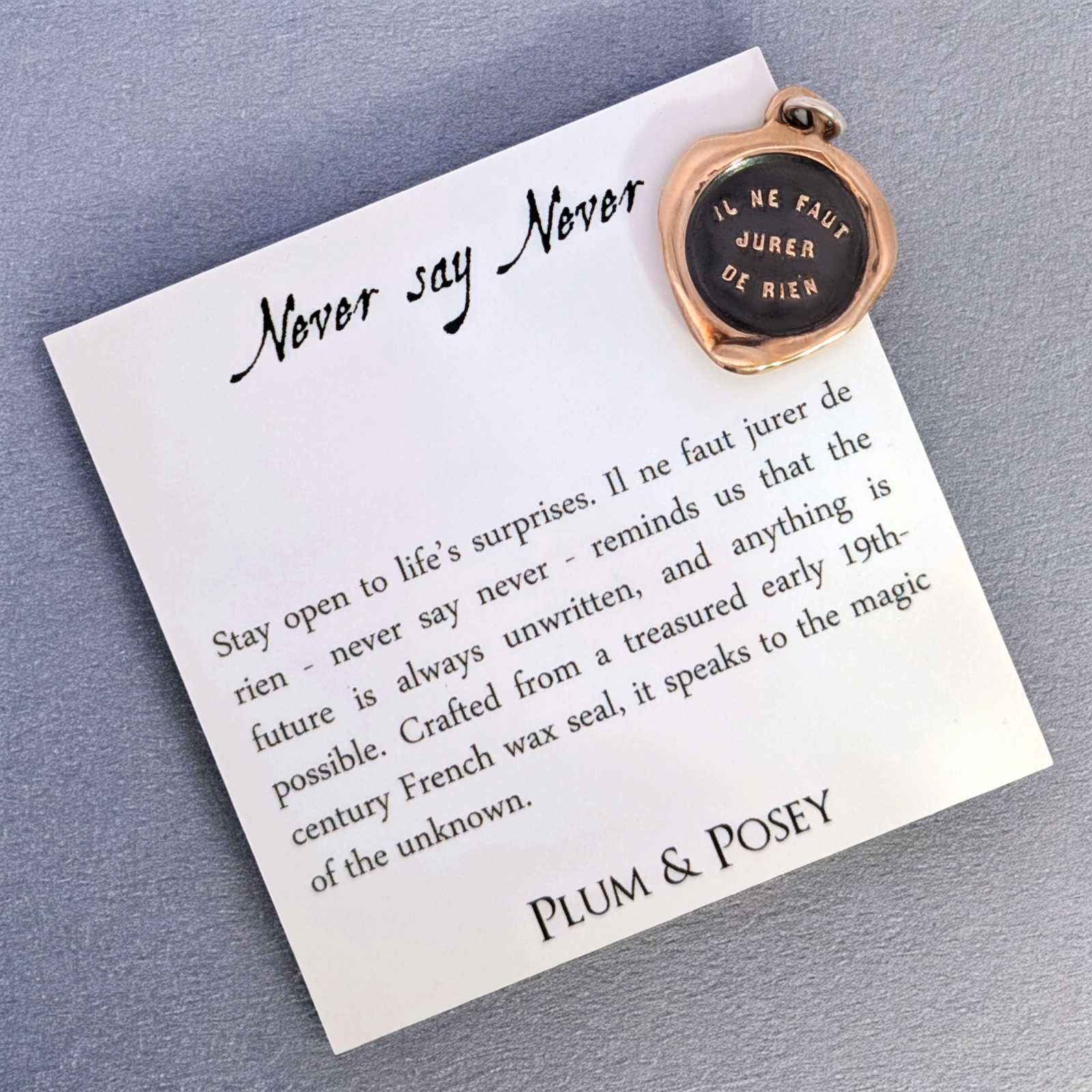 Never Say Never - Bronze Wax Seal Pendant