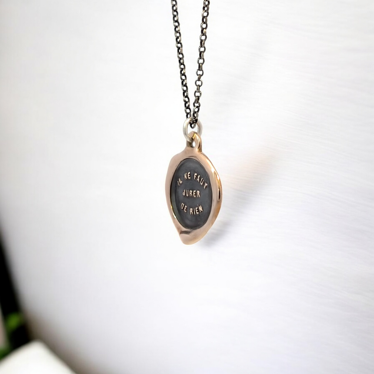 Never Say Never - Bronze Wax Seal Pendant