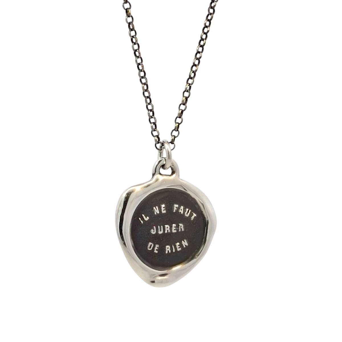 Never Say Never - Silver Wax Seal Pendant