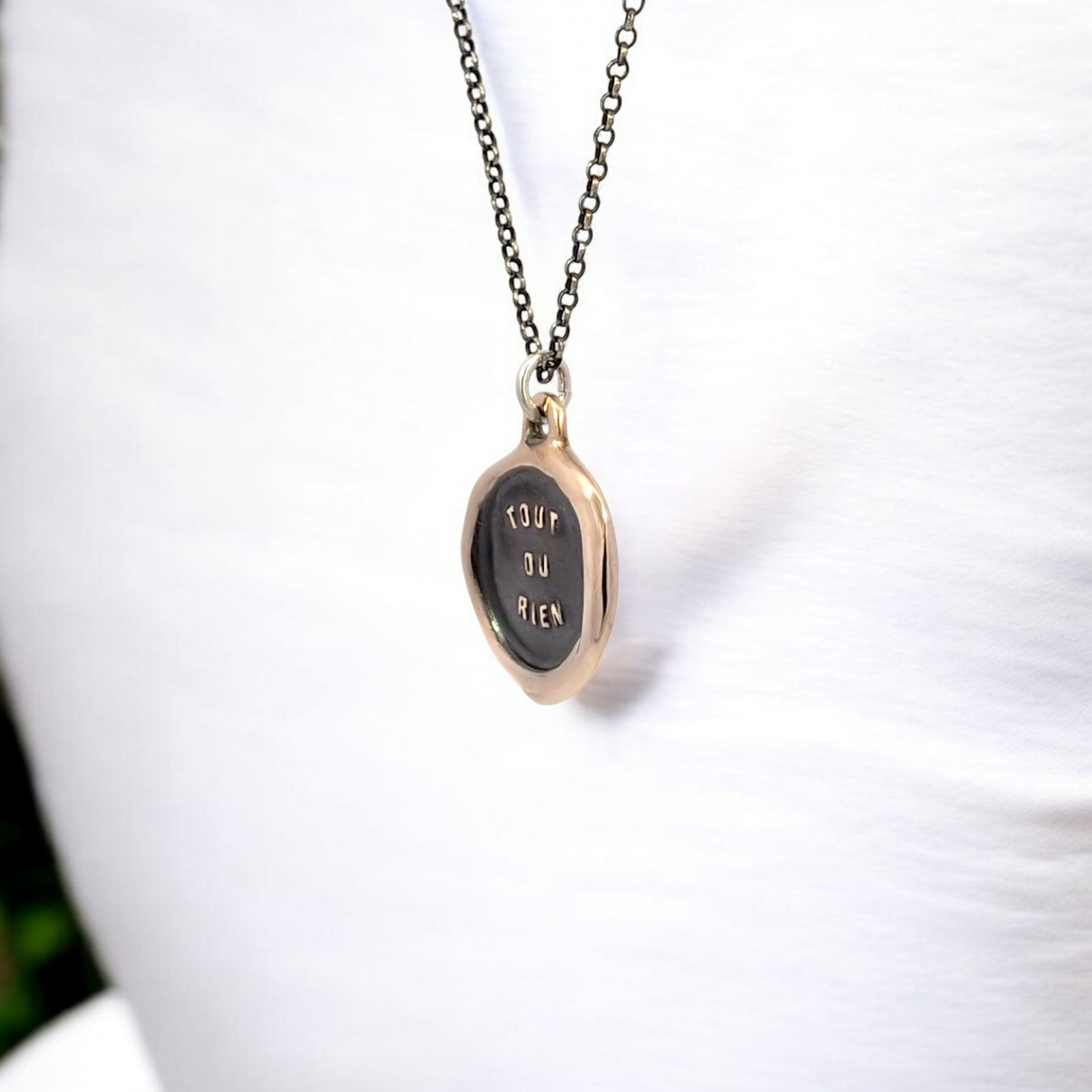 All or Nothing - Bronze Wax Seal Pendant