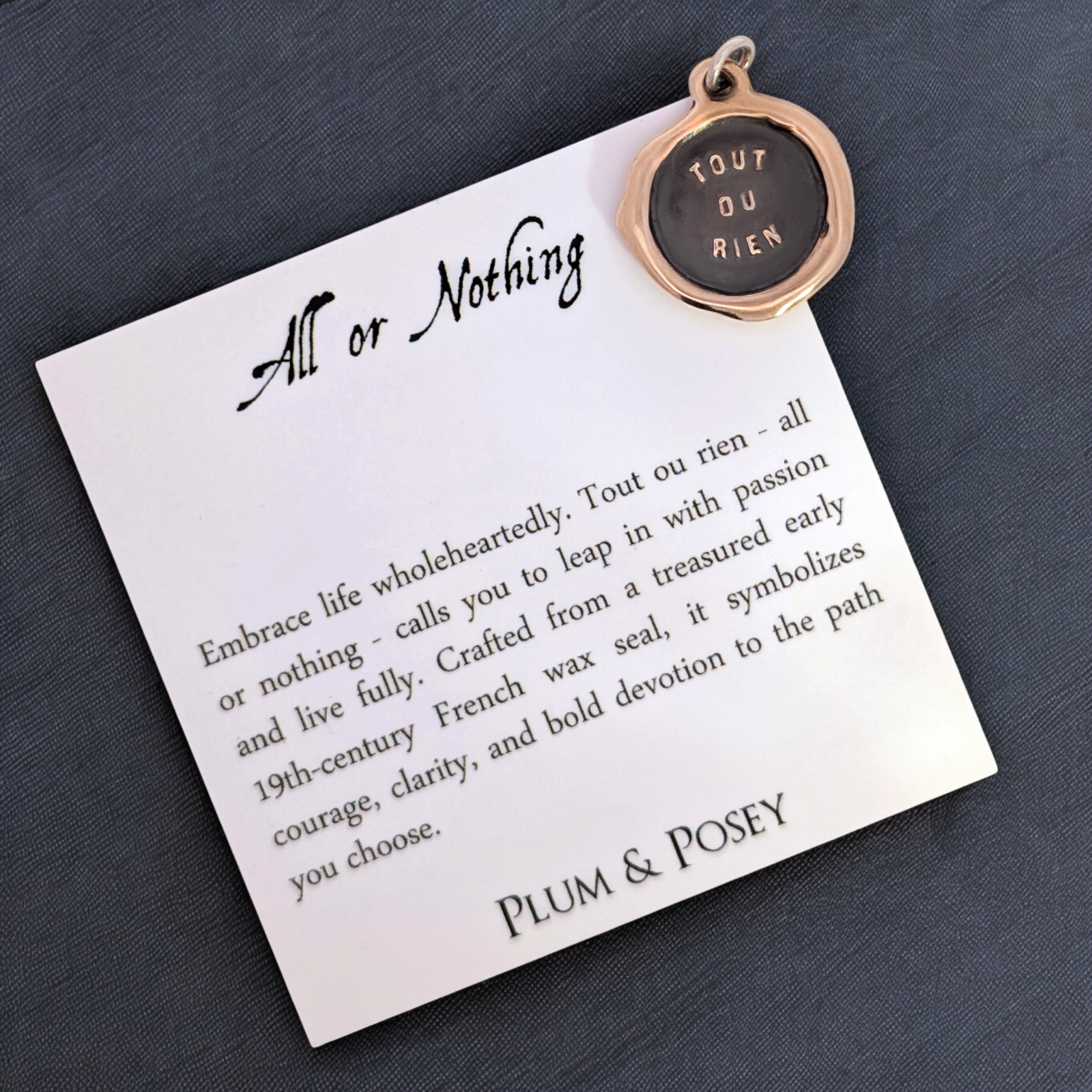 All or Nothing - Bronze Wax Seal Pendant