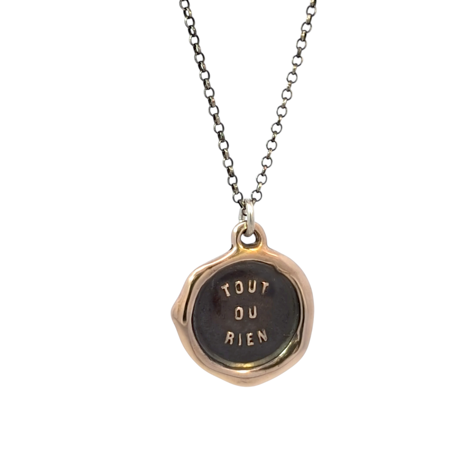 All or Nothing - Bronze Wax Seal Pendant