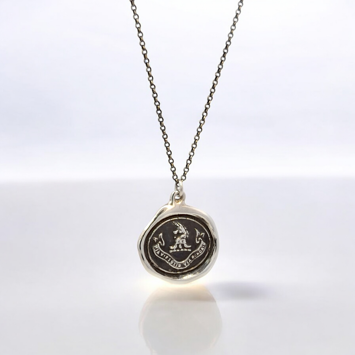 The Noble Path - Silver Unicorn Wax Seal Pendant