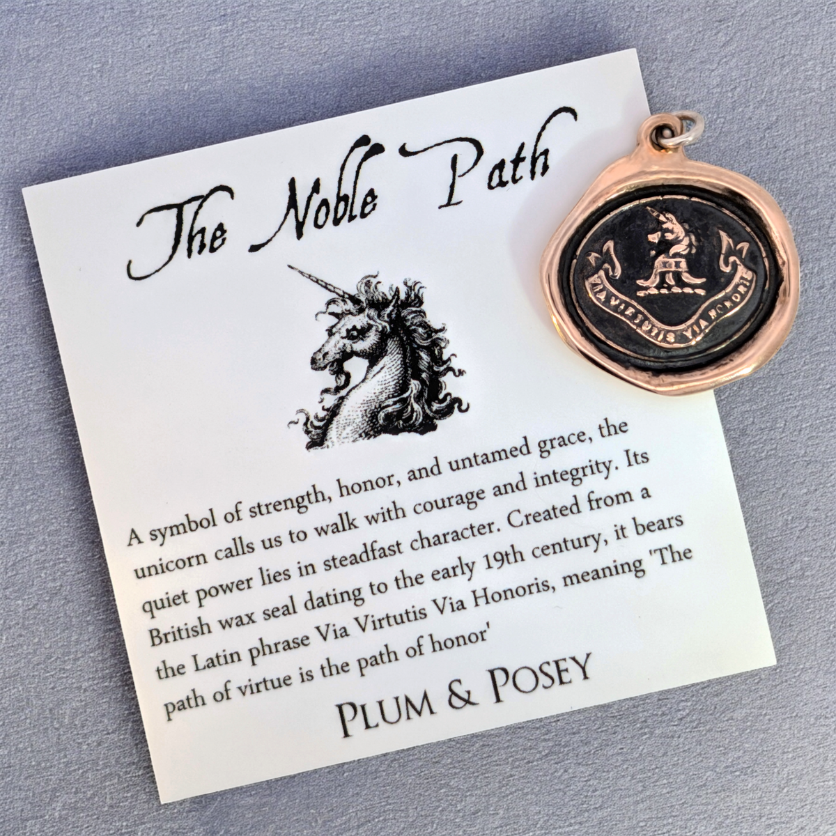 The Noble Path - Bronze Unicorn Wax Seal Pendant