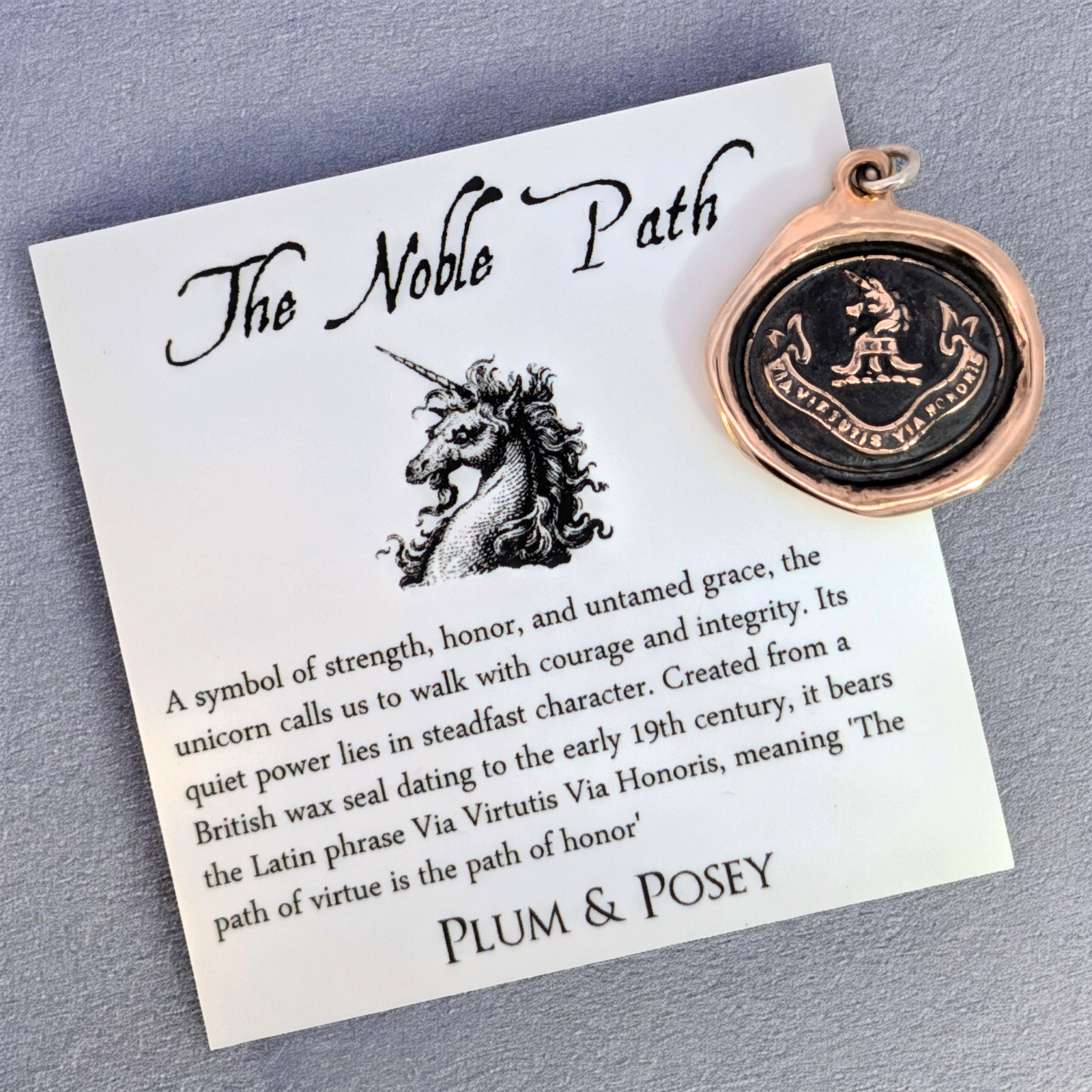 The Noble Path - Bronze Unicorn Wax Seal Pendant