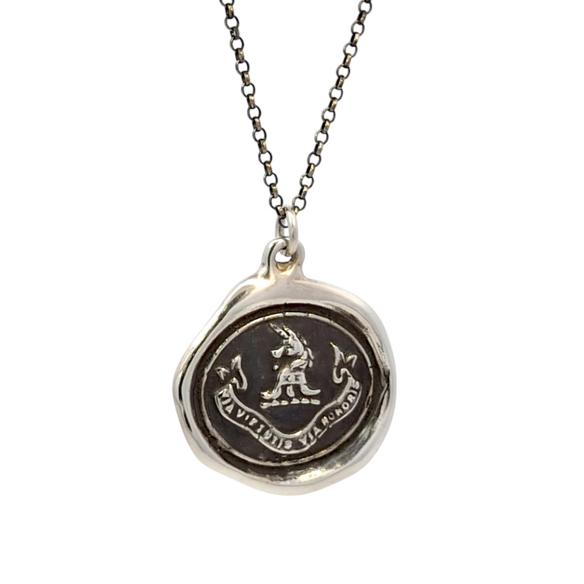 The Noble Path - Silver Unicorn Wax Seal Pendant