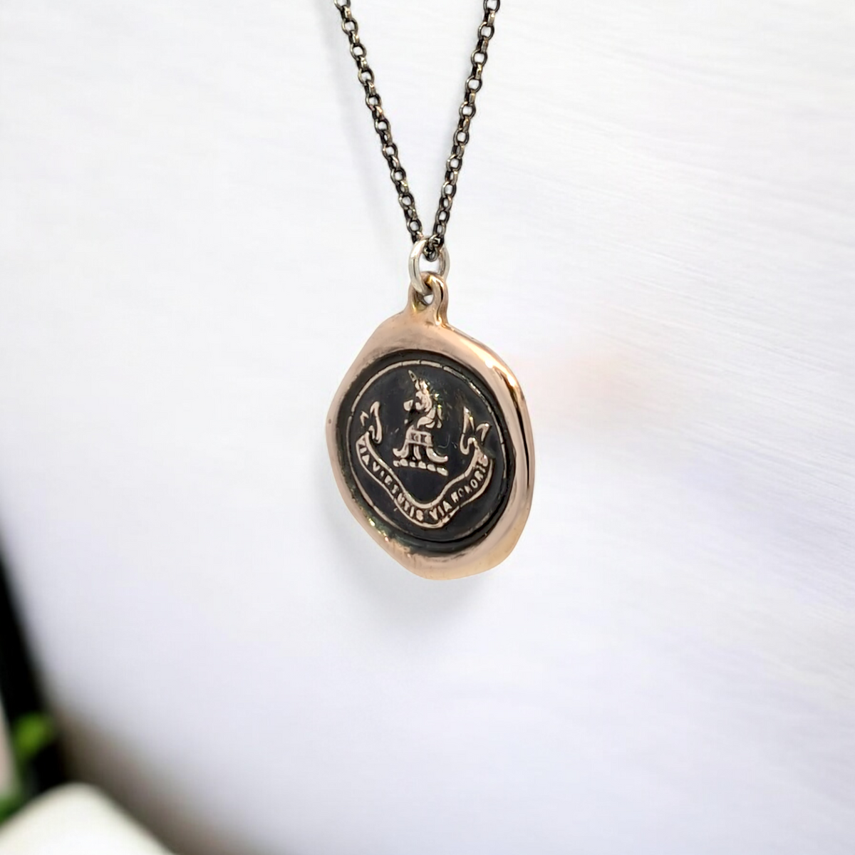 The Noble Path - Bronze Unicorn Wax Seal Pendant