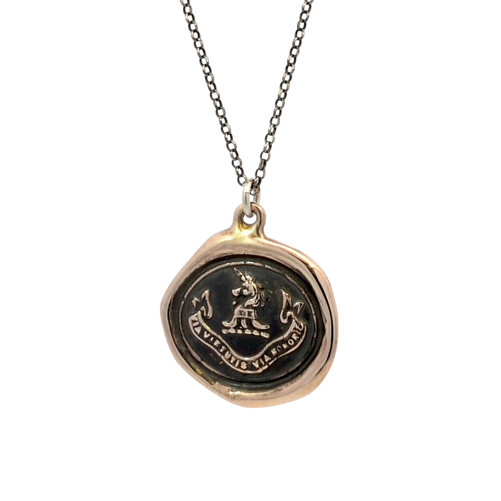 The Noble Path - Bronze Unicorn Wax Seal Pendant