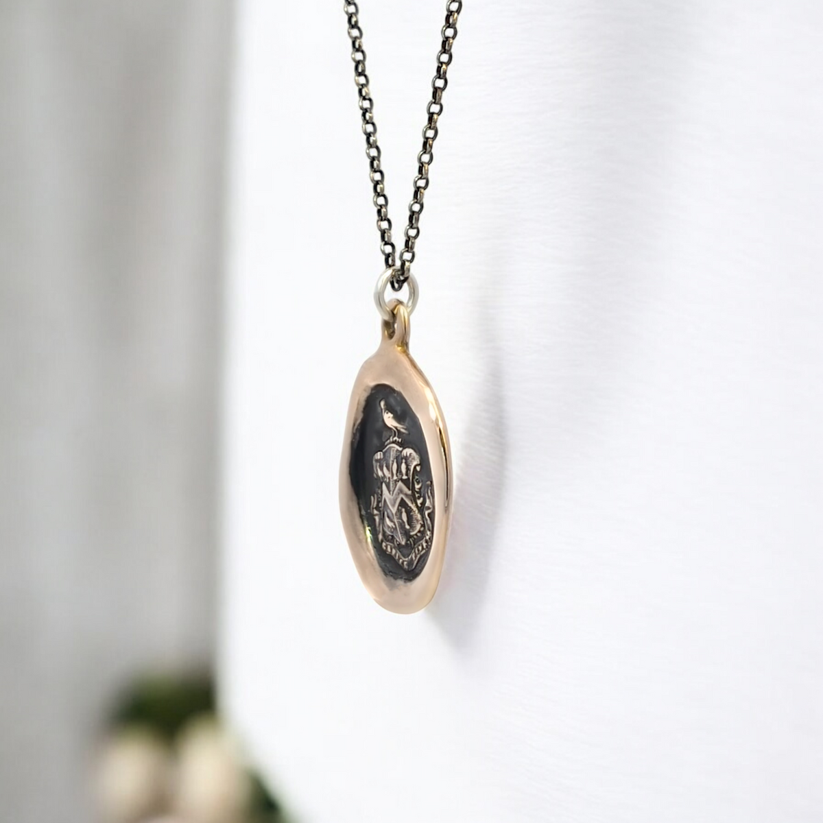 Consider the End - Bronze Hawk and Martlet Wax Seal Pendant