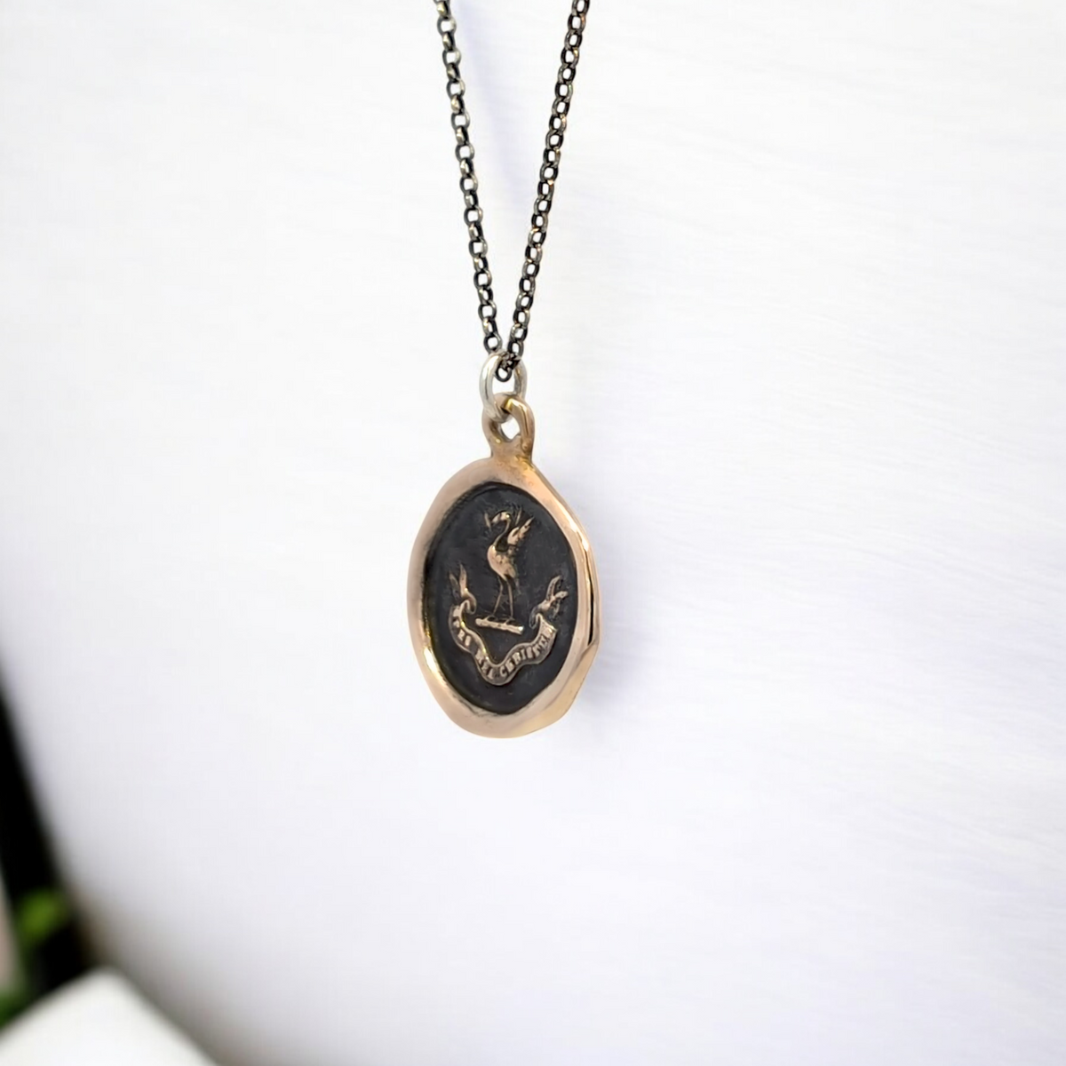 Grace - Bronze Stork Wax Seal Pendant
