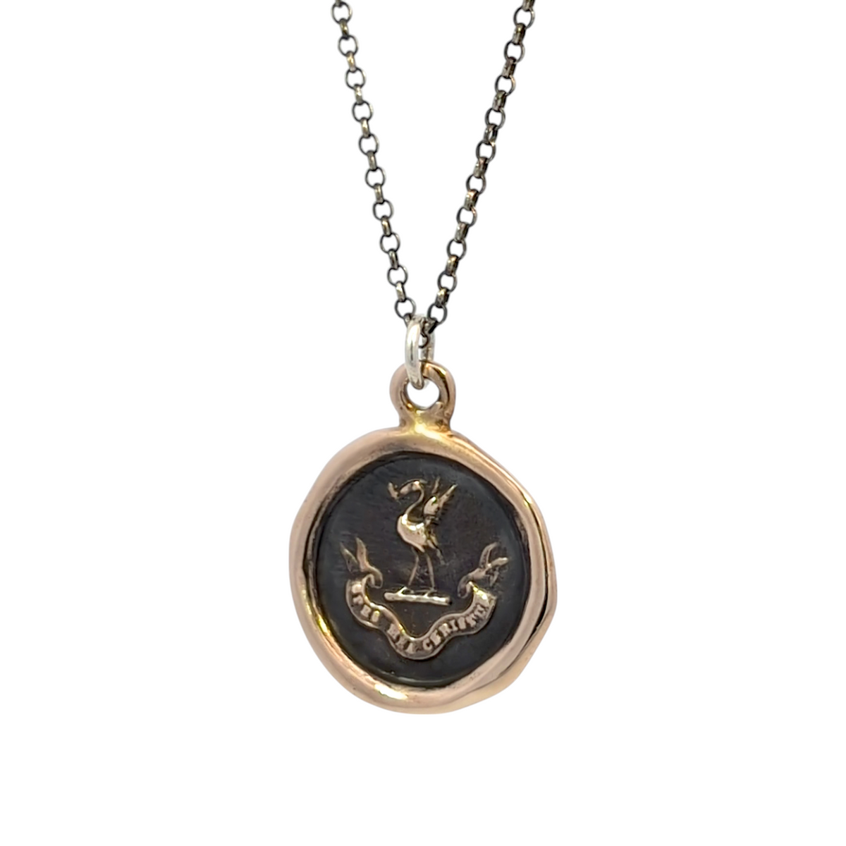 Grace - Bronze Stork Wax Seal Pendant