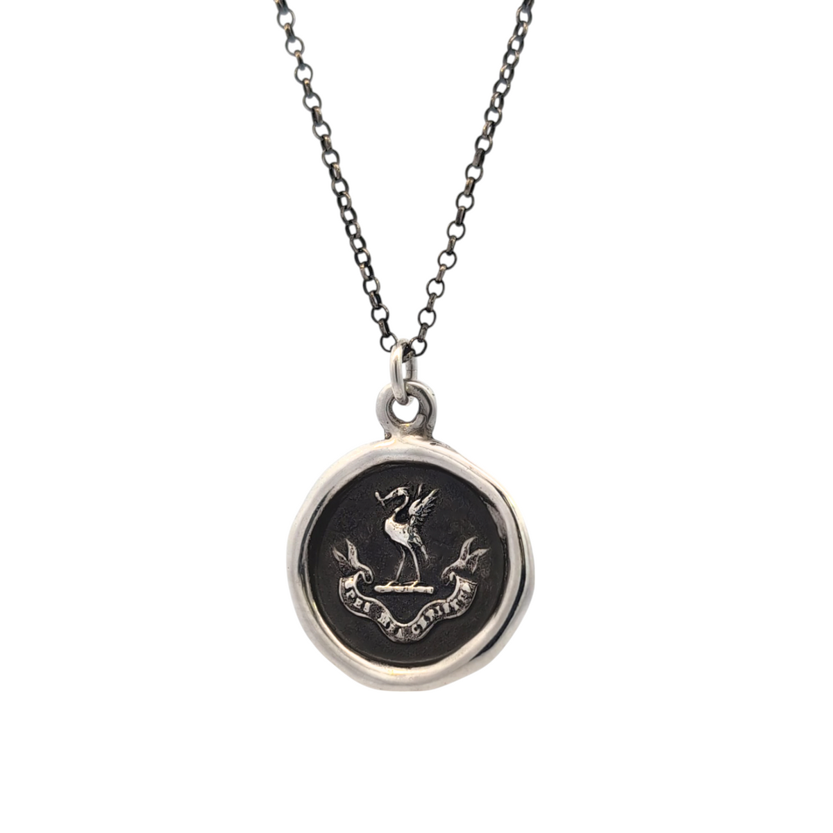 Grace - Silver Stork Wax Seal Pendant