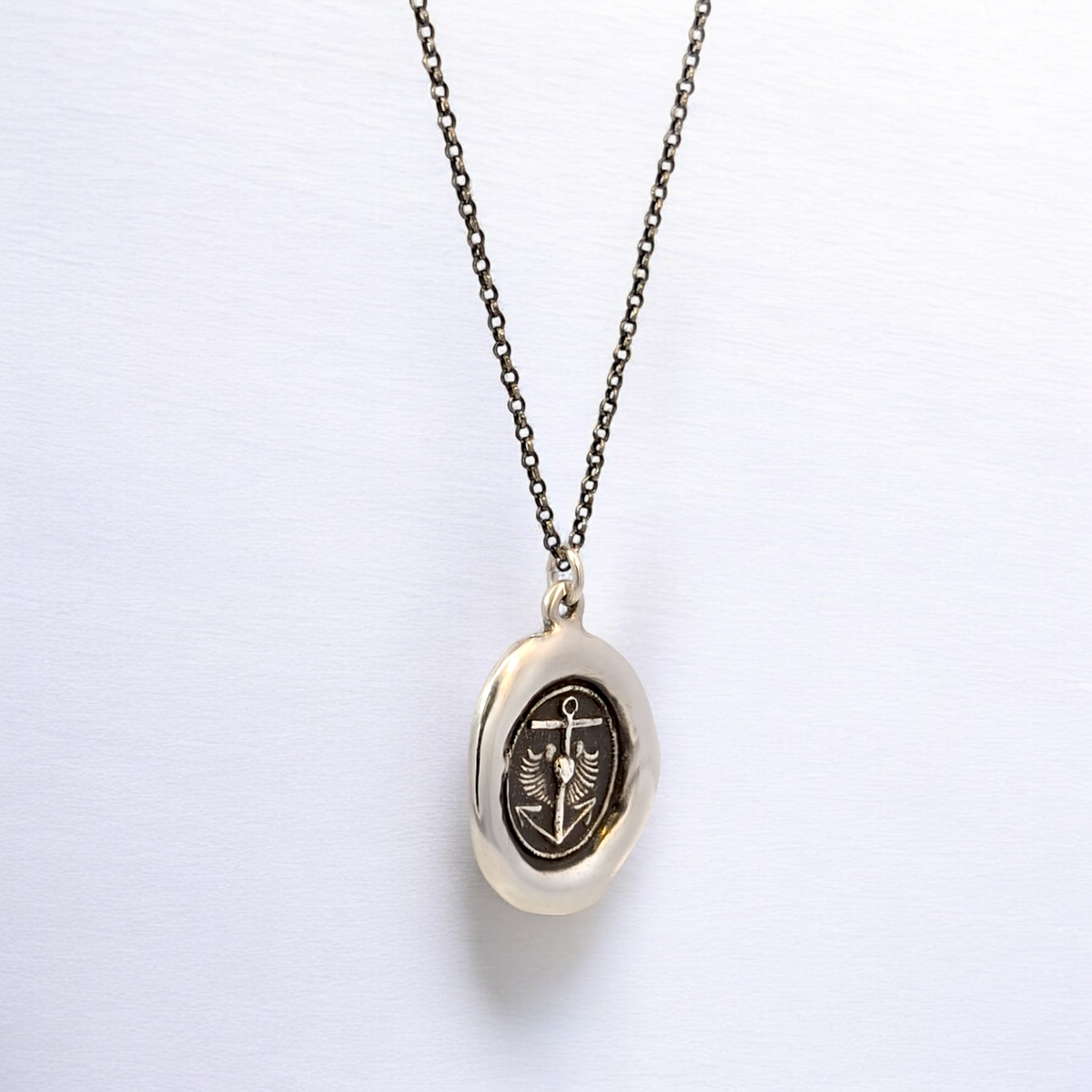 Steadfast Light - Silver Anchor Cross Wax Seal Pendant