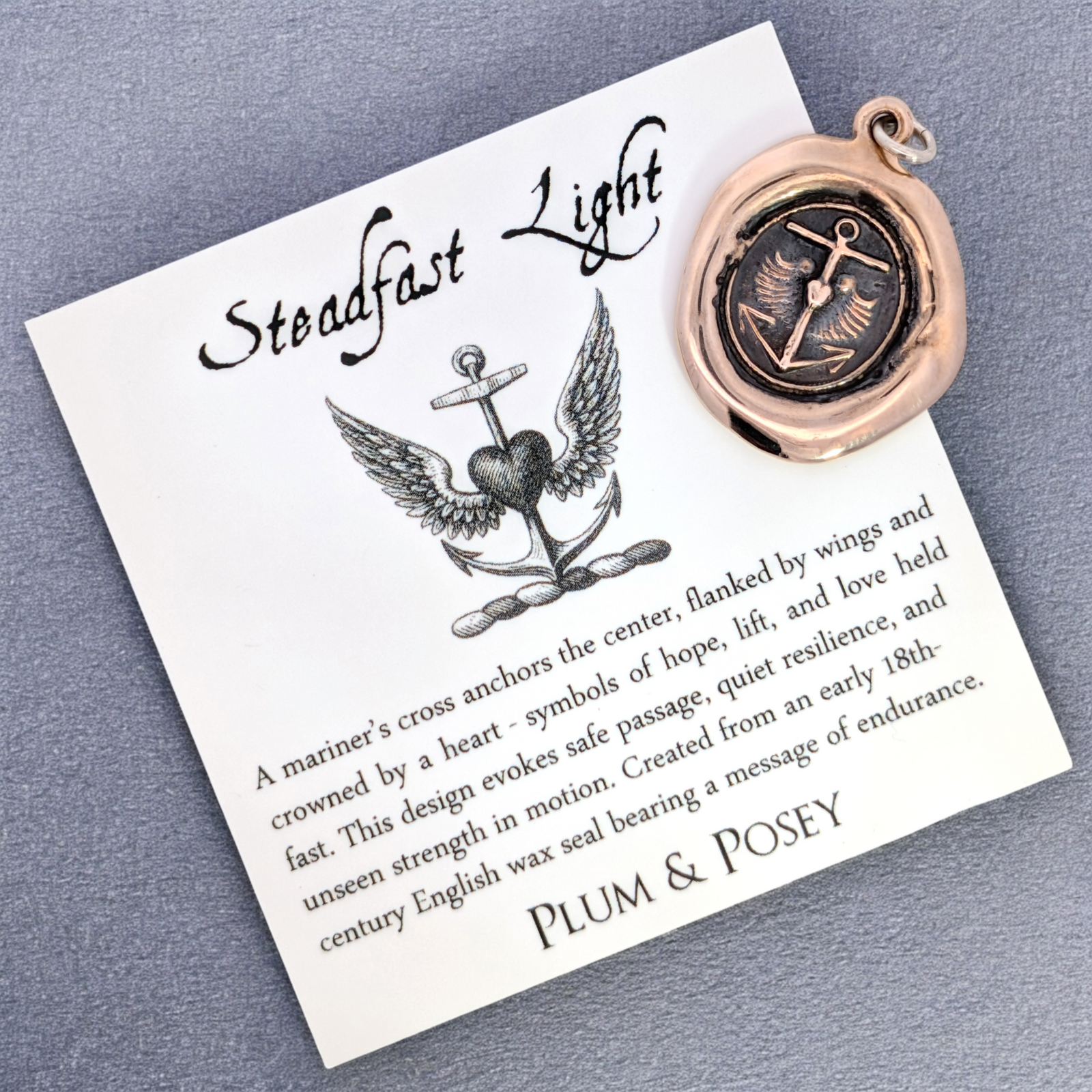 Steadfast Light – Bronze Anchor Cross Wax Seal Pendant
