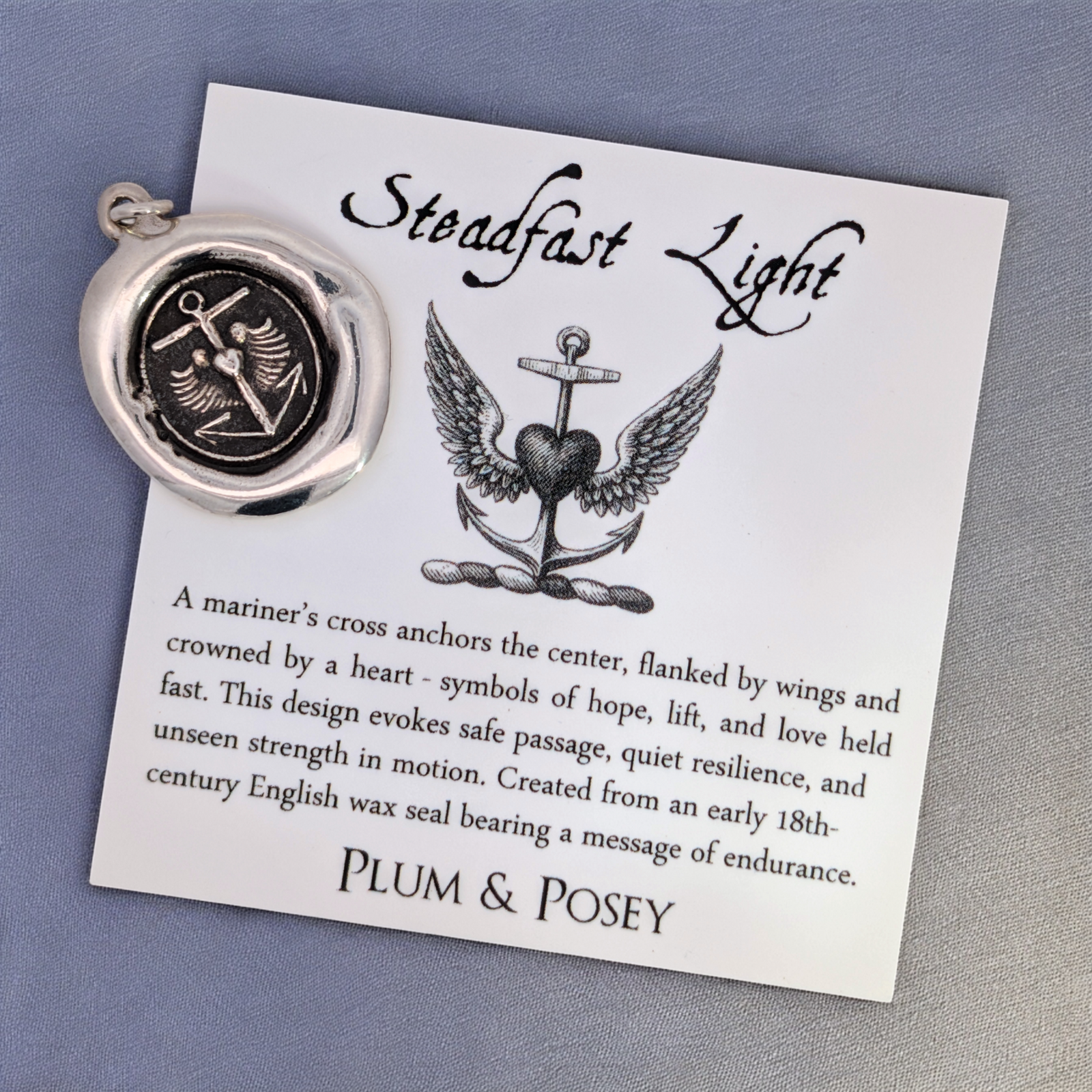 Steadfast Light - Silver Anchor Cross Wax Seal Pendant