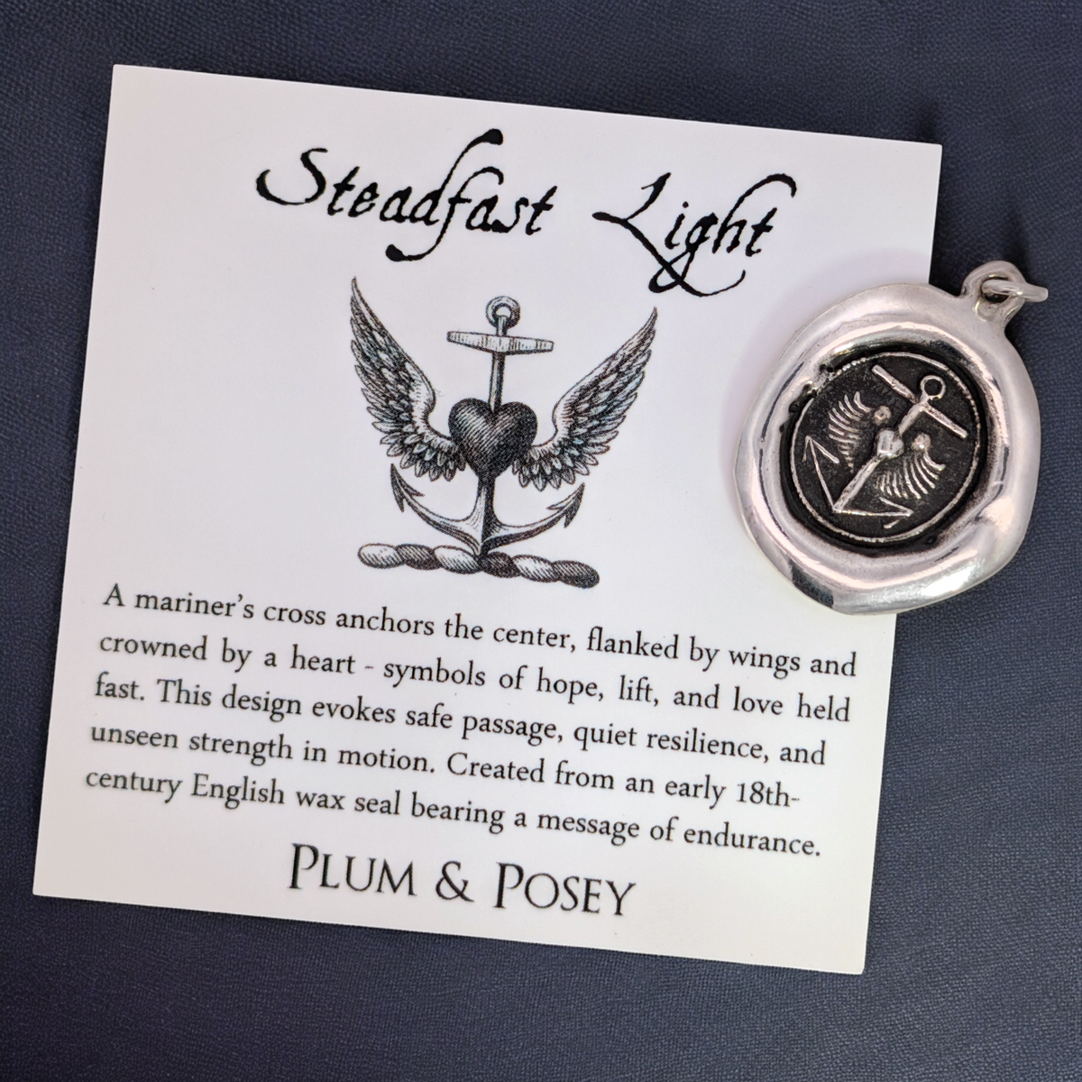 Steadfast Light - Silver Anchor Cross Wax Seal Pendant