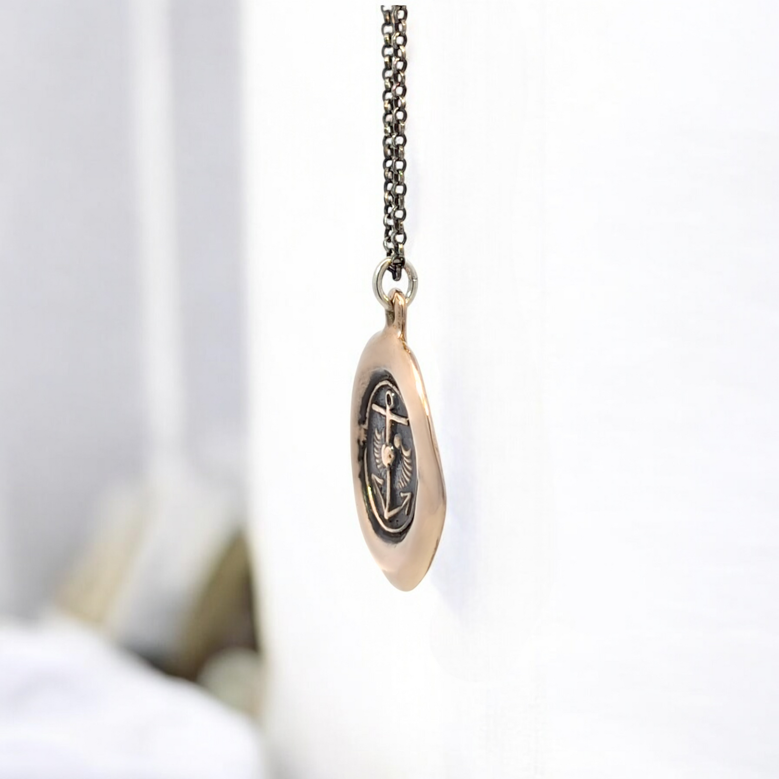 Steadfast Light – Bronze Anchor Cross Wax Seal Pendant