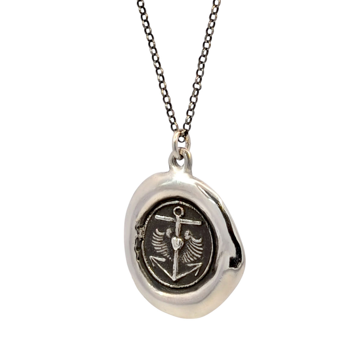 Steadfast Light - Silver Anchor Cross Wax Seal Pendant