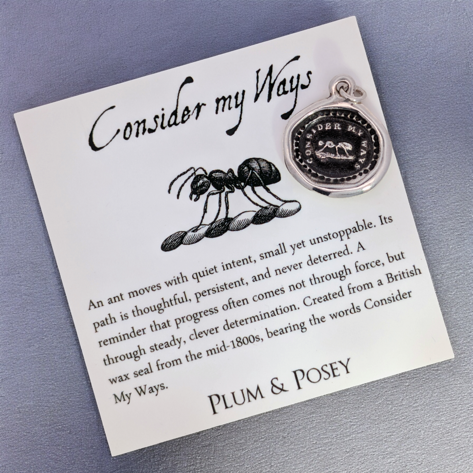 Consider My Ways – Silver Ant Wax Seal Pendant