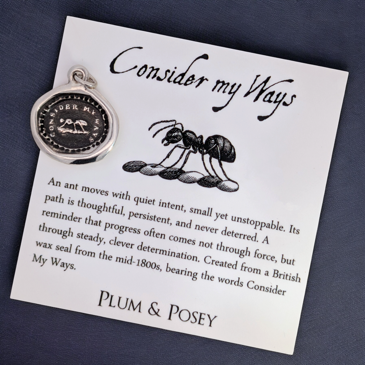 Consider My Ways – Silver Ant Wax Seal Pendant