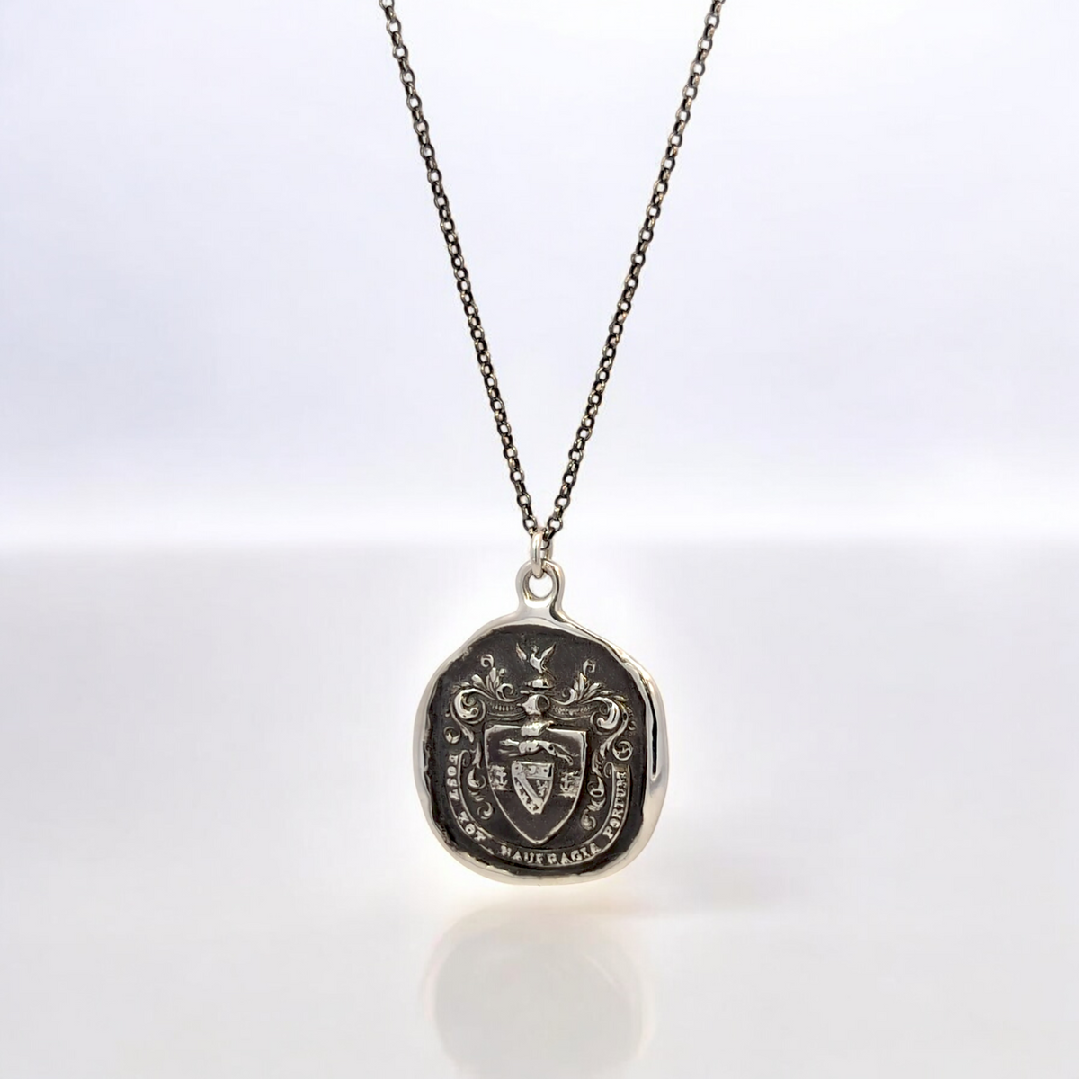 Safe Harbour - Silver Greyhound and Anchor Wax Seal Pendant