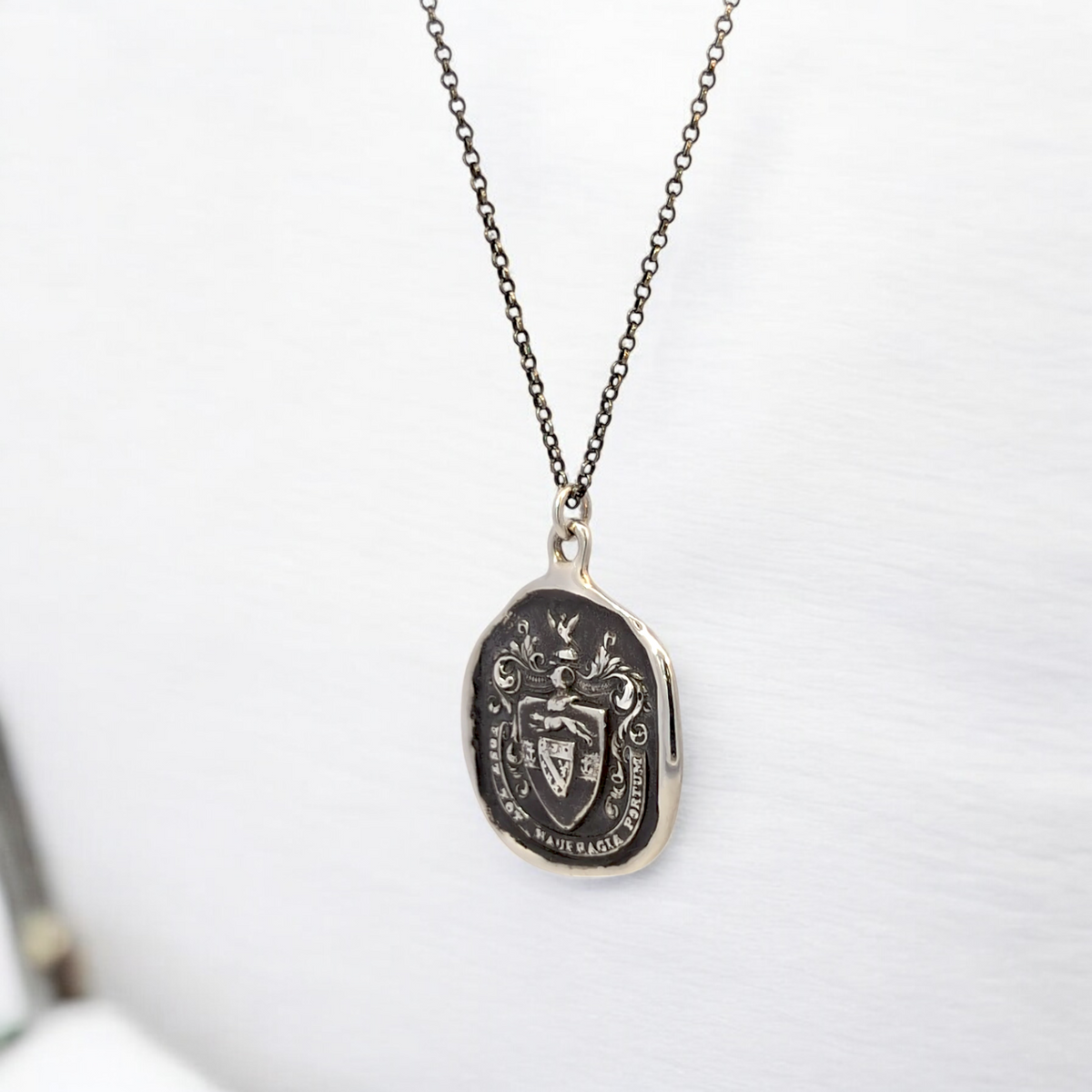 Safe Harbour - Silver Greyhound and Anchor Wax Seal Pendant