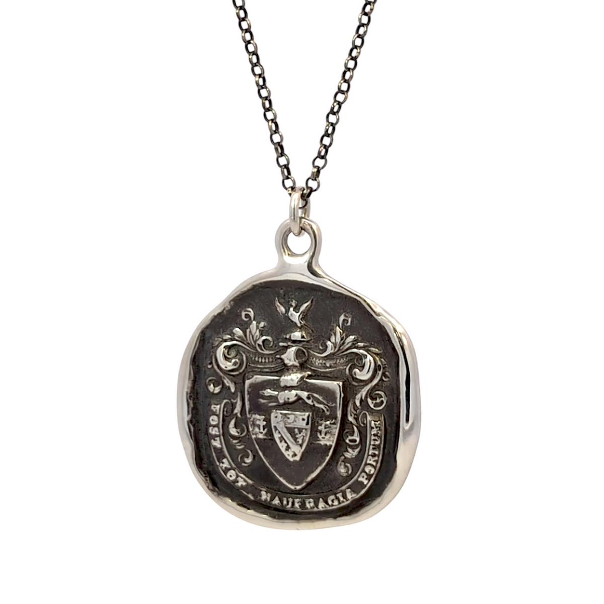 Safe Harbour - Silver Greyhound and Anchor Wax Seal Pendant
