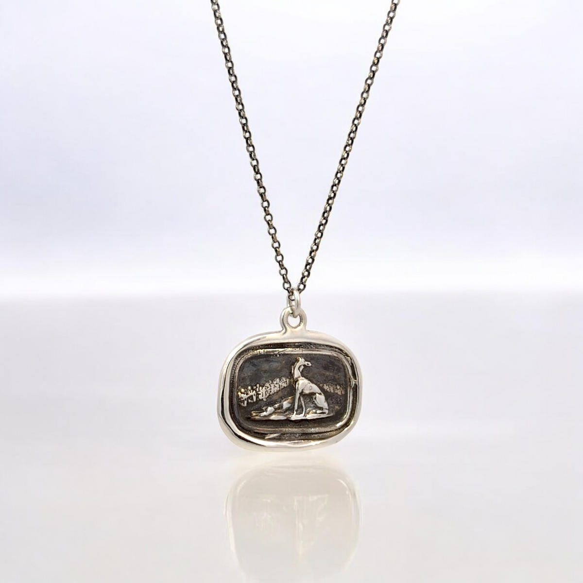 Belonging – Silver Greyhound Landscape Wax Seal Pendant