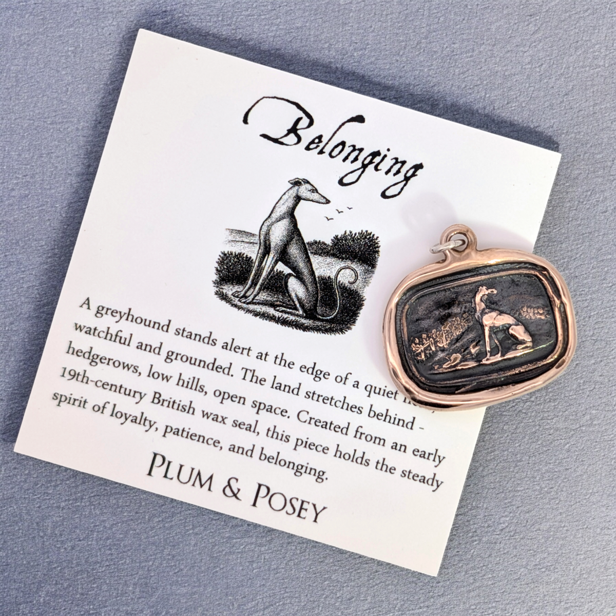 Belonging - Bronze Greyhound Landscape Wax Seal Pendant
