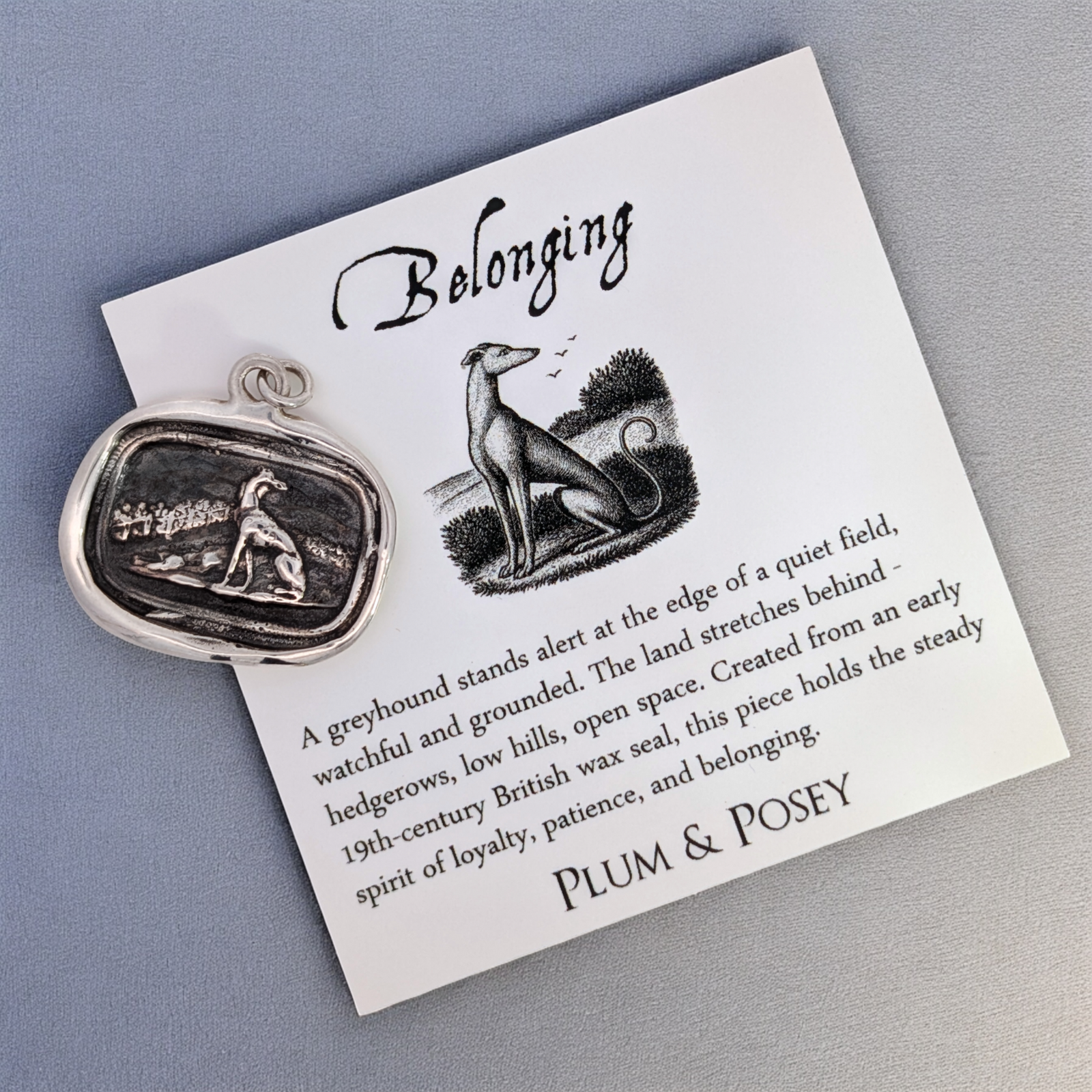 Belonging – Silver Greyhound Landscape Wax Seal Pendant