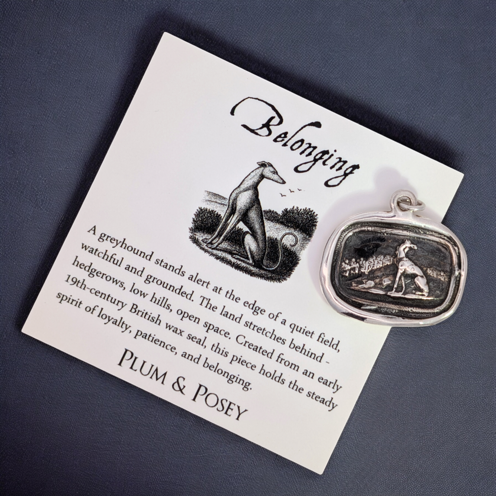 Belonging – Silver Greyhound Landscape Wax Seal Pendant