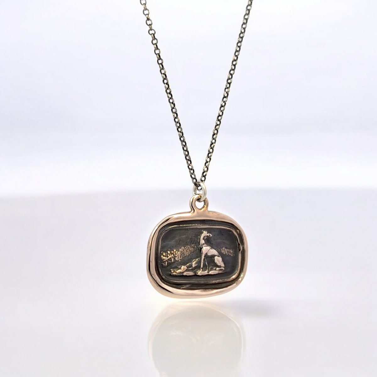 Belonging - Bronze Greyhound Landscape Wax Seal Pendant