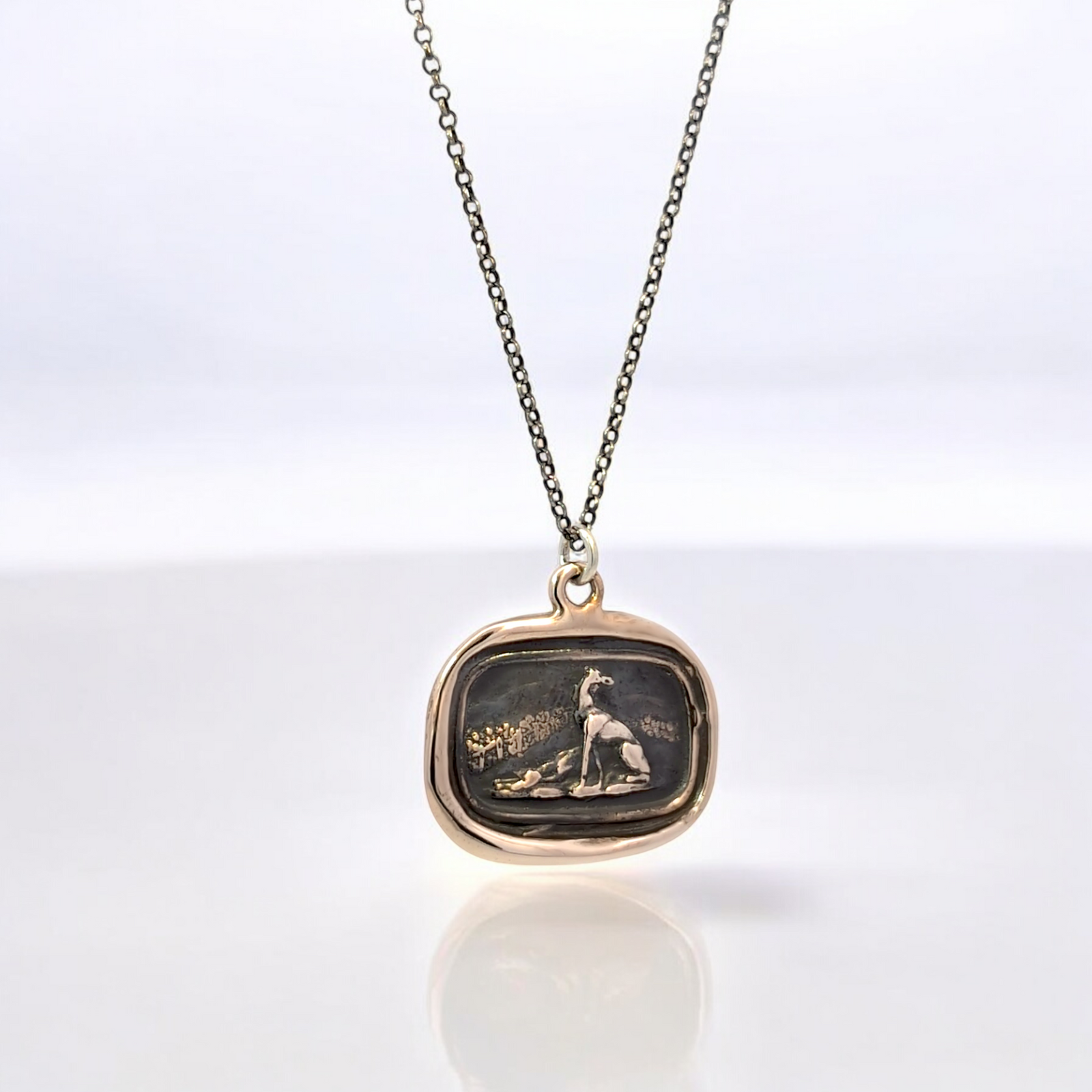 Belonging - Bronze Greyhound Landscape Wax Seal Pendant