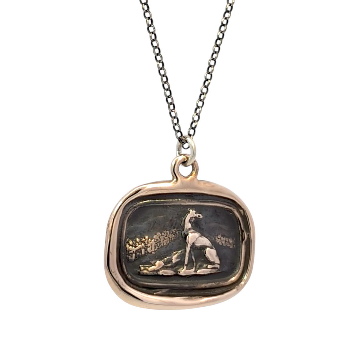 Belonging - Bronze Greyhound Landscape Wax Seal Pendant
