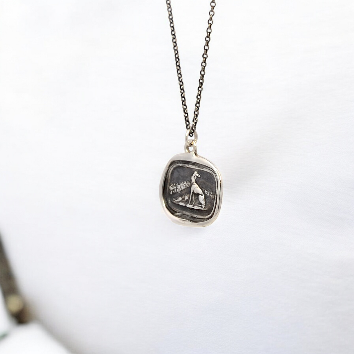 Belonging – Silver Greyhound Landscape Wax Seal Pendant