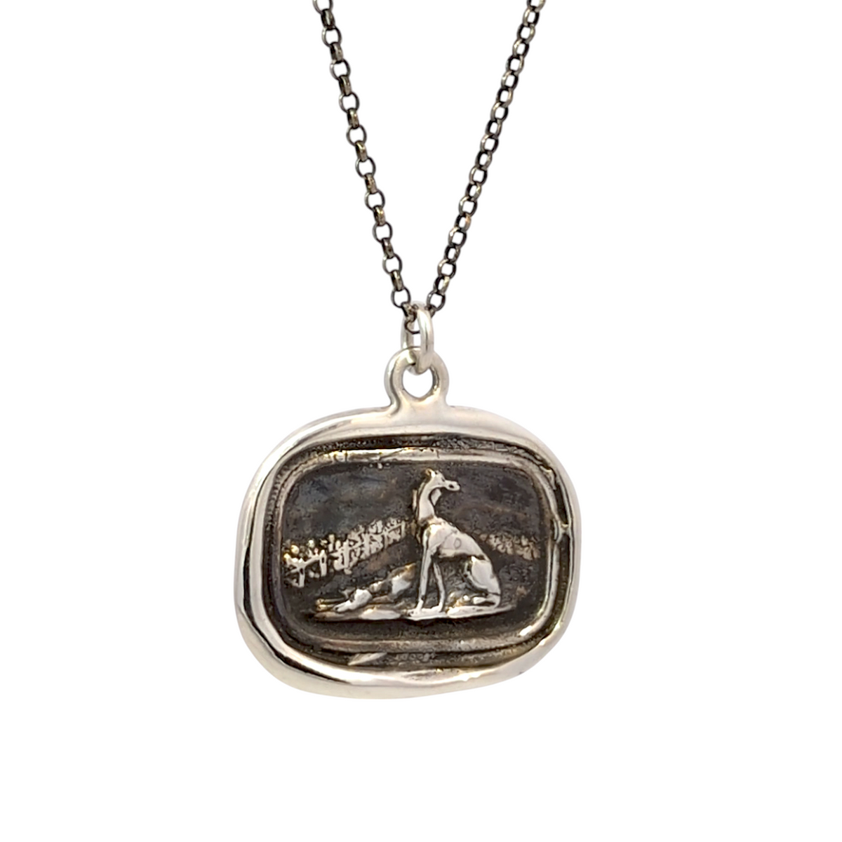 Belonging – Silver Greyhound Landscape Wax Seal Pendant