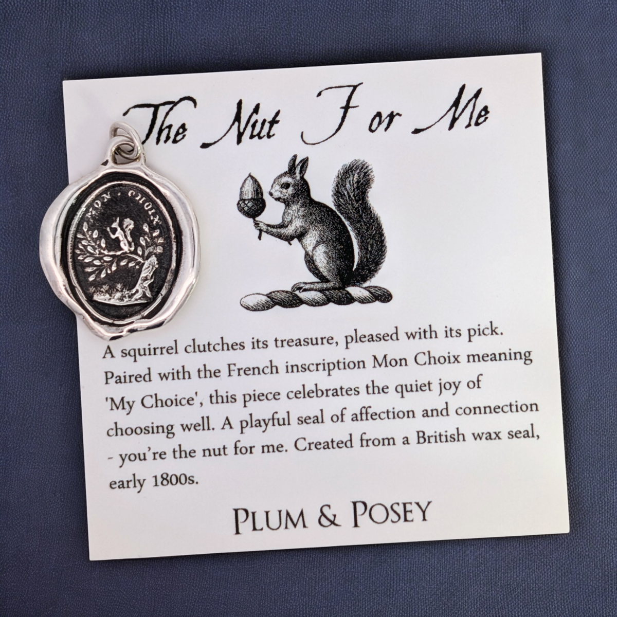 The Nut For Me - Silver Squirrel Wax Seal Pendant