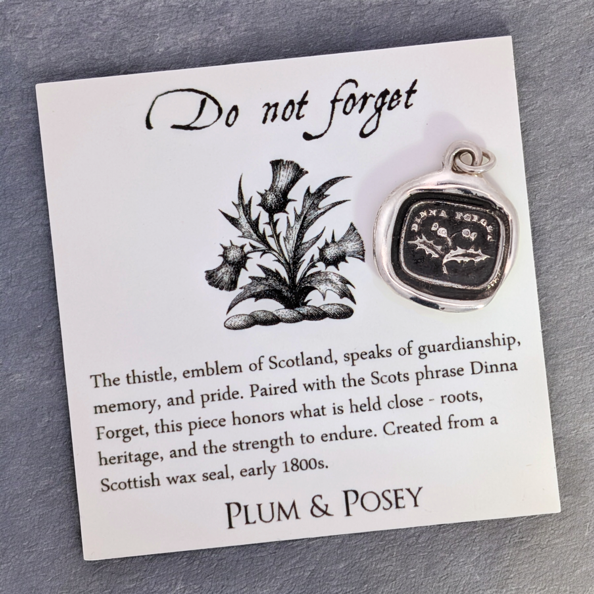 Do Not Forget - Silver Thistle Wax Seal Pendant