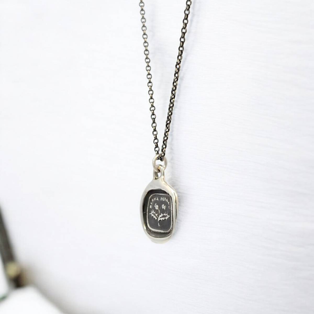 Do Not Forget - Silver Thistle Wax Seal Pendant