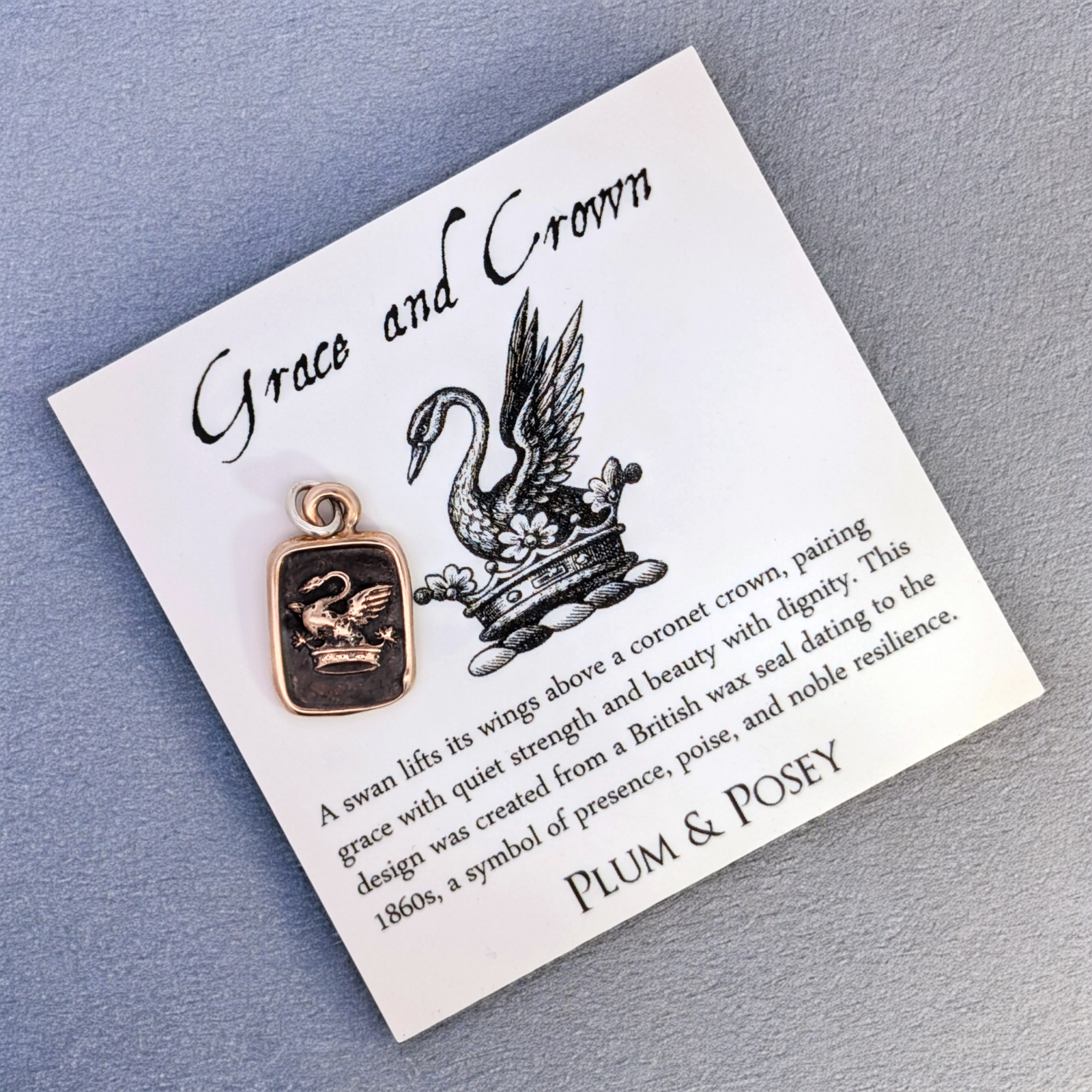 Grace and Crown - Bronze Swan Wax Seal Pendant