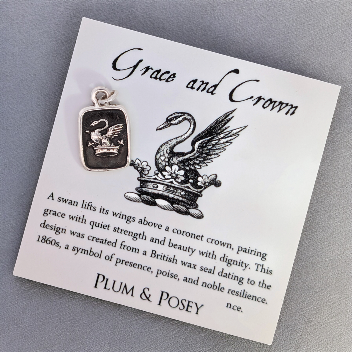 Grace and Crown - Silver Swan Wax Seal Pendant