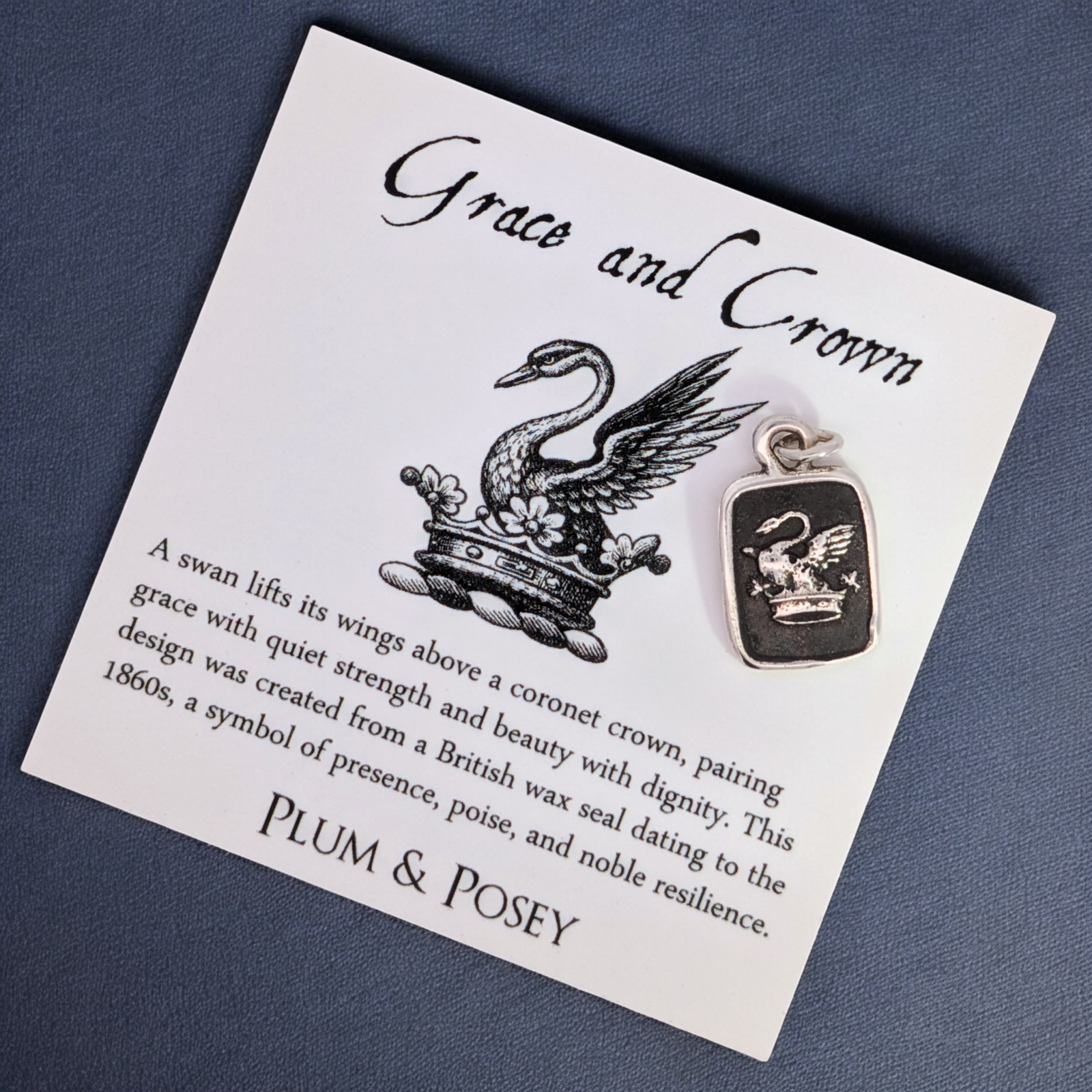 Grace and Crown - Silver Swan Wax Seal Pendant