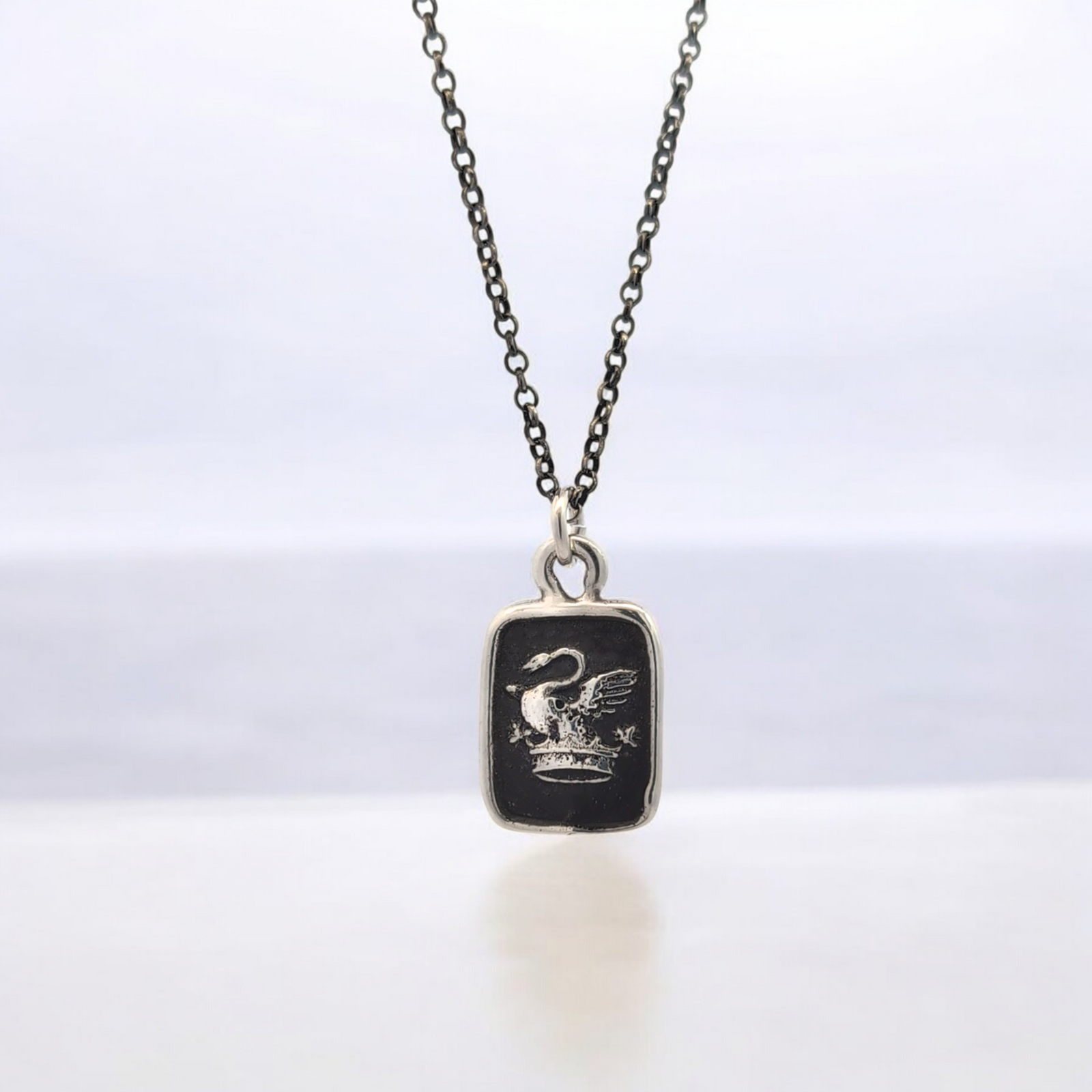 Grace and Crown - Silver Swan Wax Seal Pendant