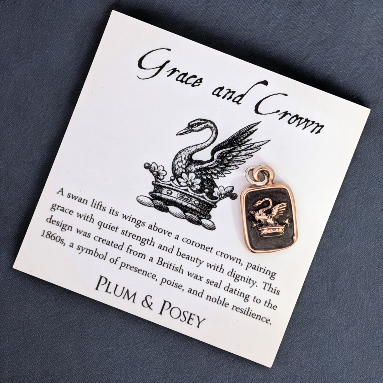 Grace and Crown - Bronze Swan Wax Seal Pendant