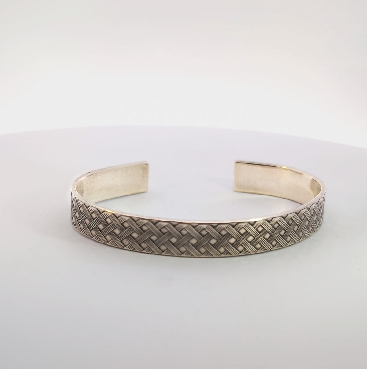 Basket Weave Cuff Bracelet, Sterling Silver