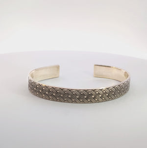 Basket Weave Cuff Bracelet, Sterling Silver