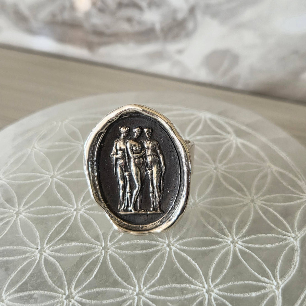 Three Graces Seal Ring, Sterling Silver, Size 6.25
